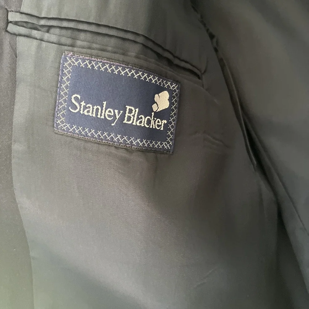 Vintage Stanley Blacker Navy Blue Gold Button Sport Coat Size 40L‎